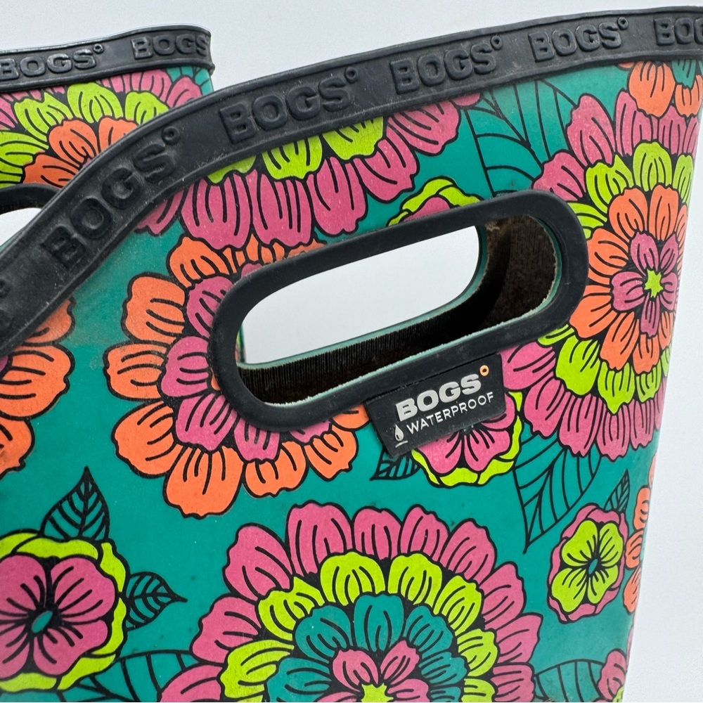 Bogs Women's Colorful Floral Rain Boots - Green and Pink - Picture 2 of 7